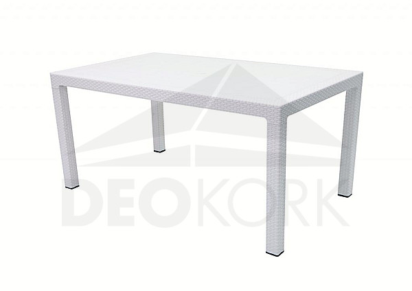 Kerti asztal mesterséges rattan MANHATTAN 161x95 cm-es (fehér)