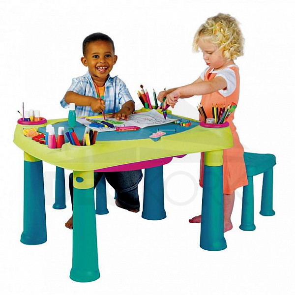 Gyermekek multifunkcionális asztal PLAY (kék-zöld)