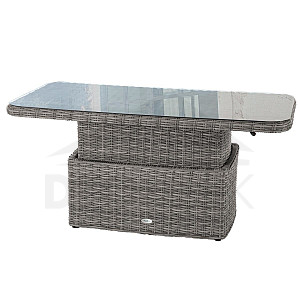 BORNEO rattan étkezőasztal / tárolóasztal 150 x 80 cm (szürke)