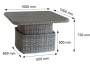 Rattan asztali kihúzható étkező / tároló 100 x 100 cm BORNEO LUXURY (szürke)
