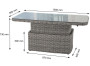 Rattan asztal kihúzható étkező / tároló 150 x 80 cm BORNEO LUXURY (szürke)